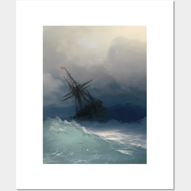 Ivan Ayvazovsky - Ship On Stormy Seas Wall Art by jandesky